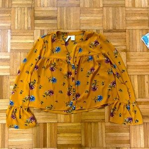 Fun floral flare sleeved blouse!